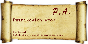 Petrikovich Áron névjegykártya